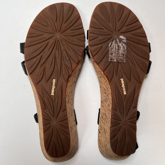 Patagonia Solimar Wedge Slide Sandal Women’s Size 7.5 M Cork Heel Black - Picture 13 of 16